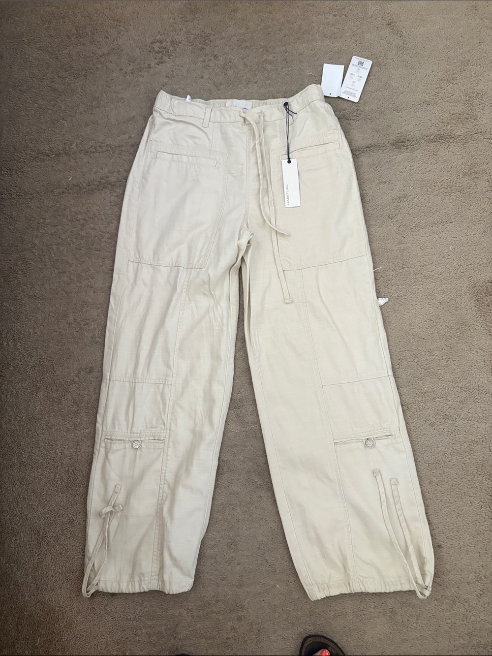 Habitual Beige Utility Cargo Trousers